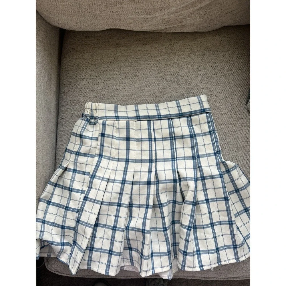 Princess Polly Blue White Plaid Pleated School Girl Lona Mini Skirt NWT XS/S - Picture 1 of 6
